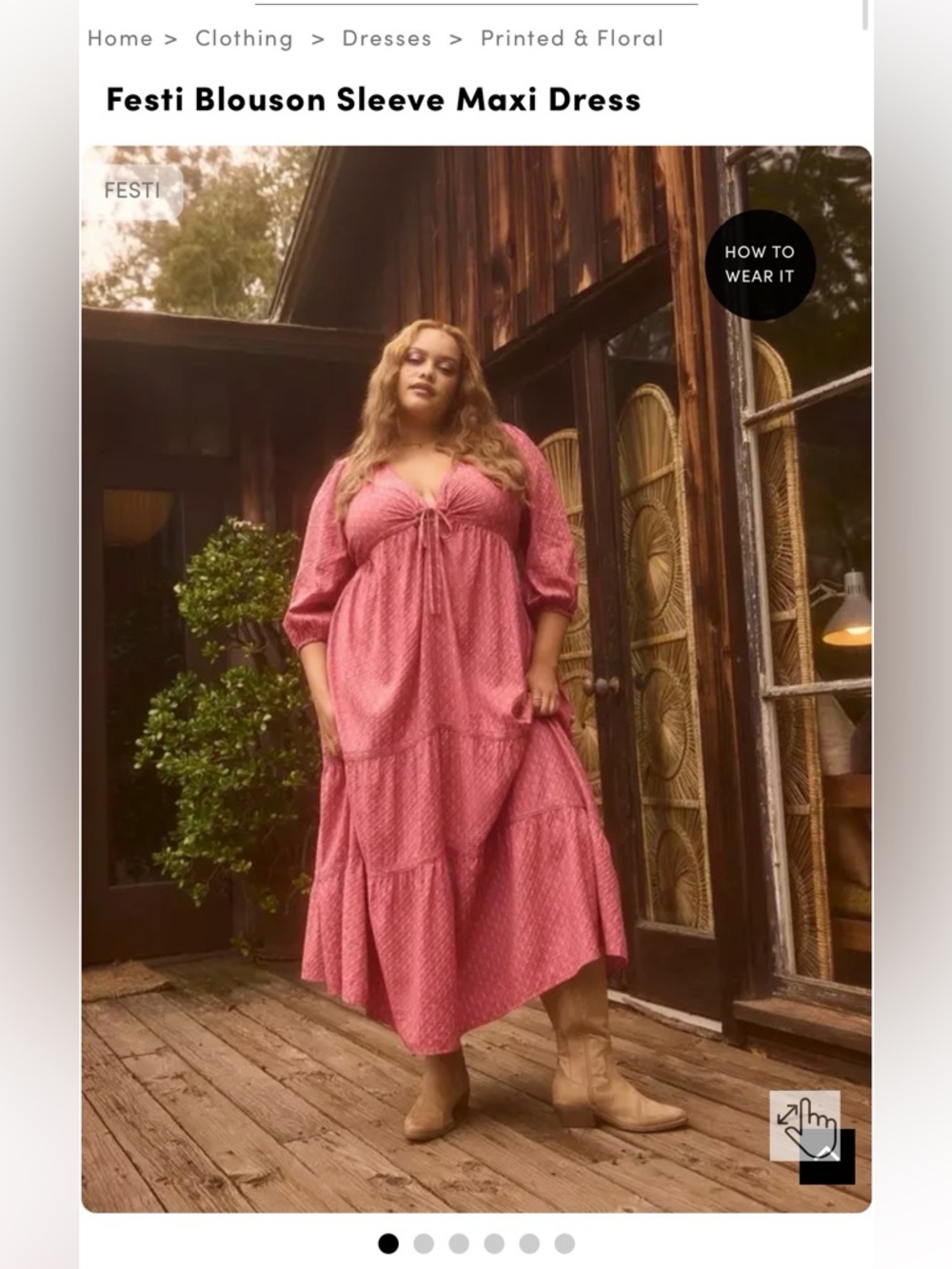 Festi Blouson Sleeve Maxi Dress - Dusty Rose - Picture 4 of 10